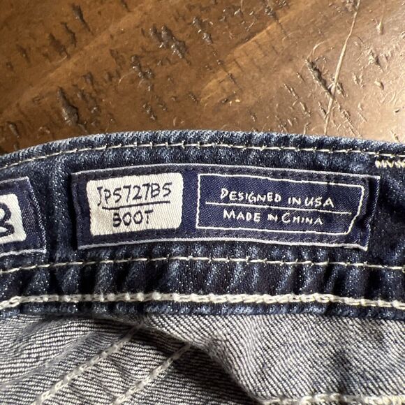 MISS ME WOMENS JEANS SZ 28 MID RISE BOOTCUT JP5727B5 LOVE PEACE DISTRESSED - Picture 8 of 10